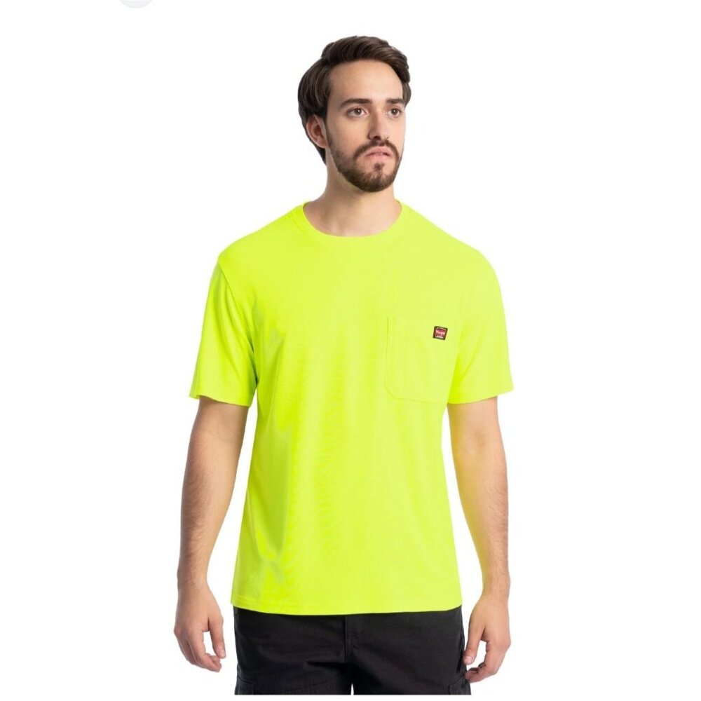 Wrangler Workwear Neon Yellow Pocket T-Shirt 3-Pack 3XL 65% Polyester 35% Cotton